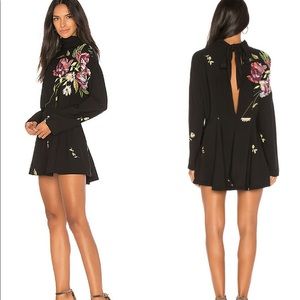 Free People Gemma Floral Tunic Dress - Black S